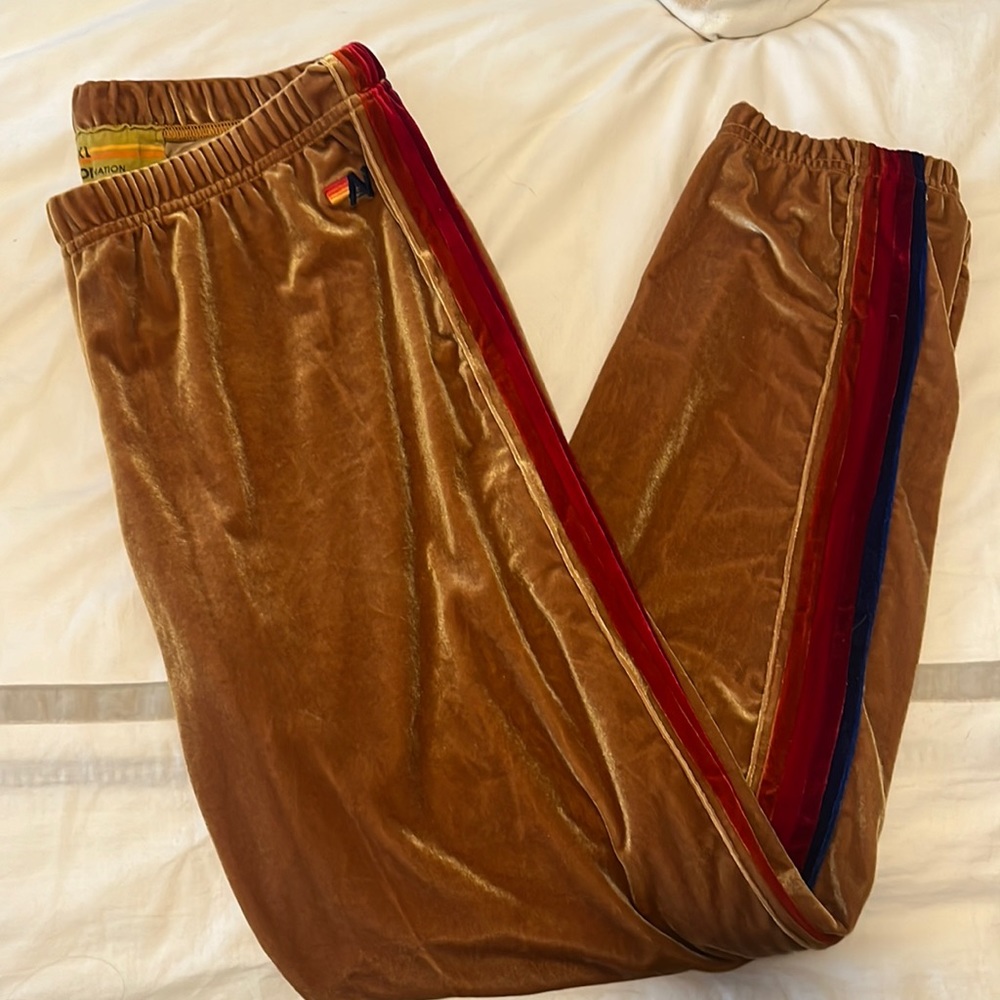 Men’s Aviator Nation Gold Velvet Sweatpants